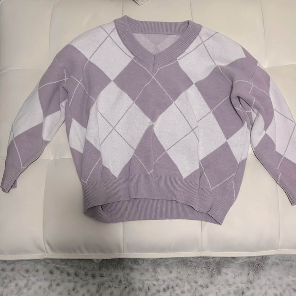 Purple plaid sweater
